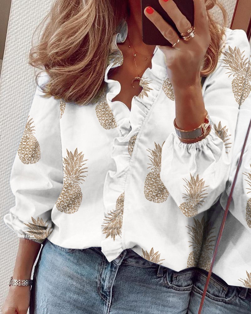 New Long Sleeved Ruffled Shirt for Effortless Style - Neon North Clothing