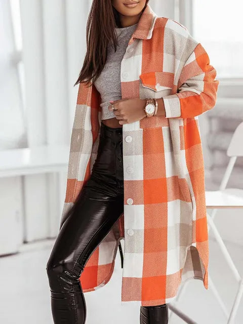 Long Plaid Coat Jacket for Ultimate Style and Warmth - Neon North Clothing