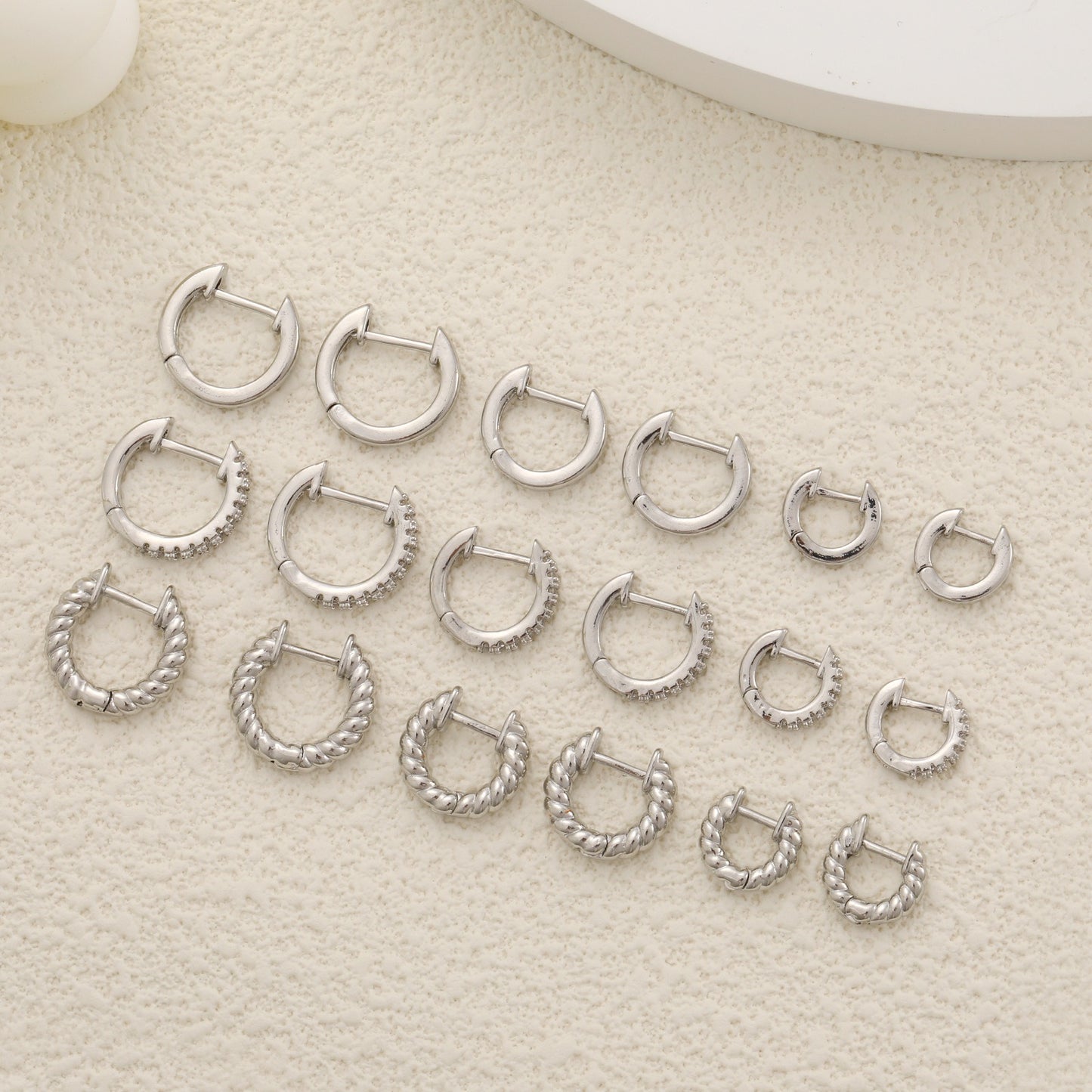 Diamond Inlaid Zircon Fried Dough Twists Circle Ear Button Earrings - Neon North Clothing