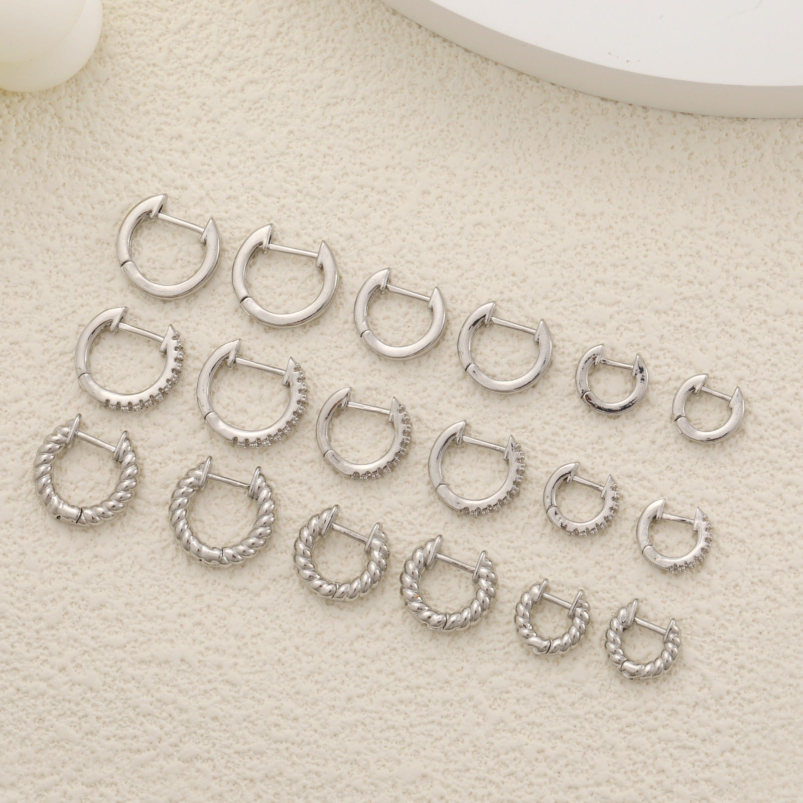 Diamond Inlaid Zircon Fried Dough Twists Circle Ear Button Earrings - Neon North Clothing