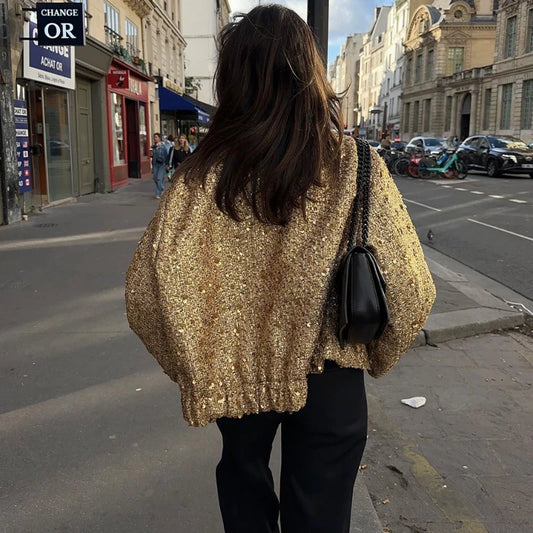 Snap Button Luxury Women's Jacket - Long Sleeve Elegance