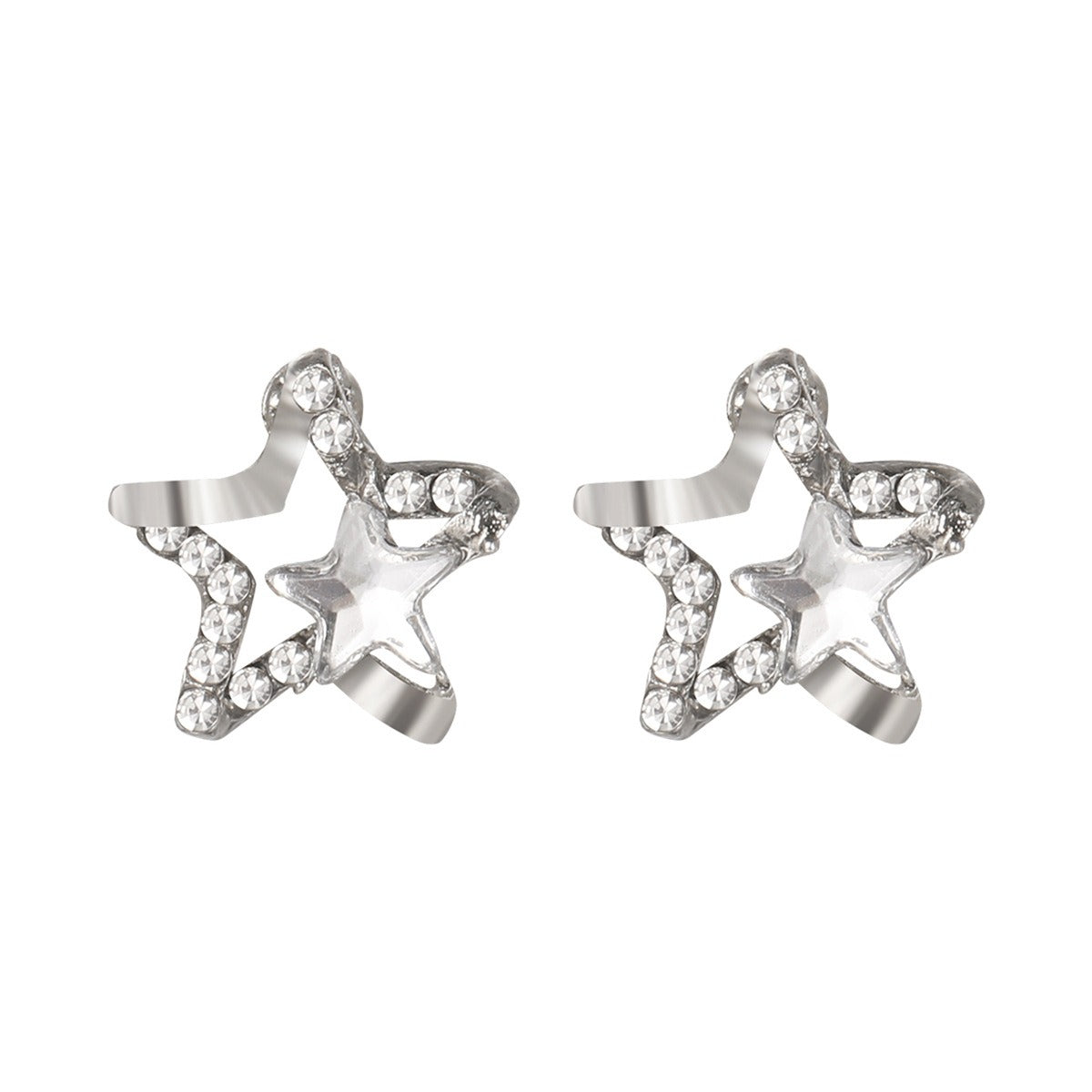 Diamond Inlaid Hollowed Out Star Zircon Earrings - Neon North Clothing