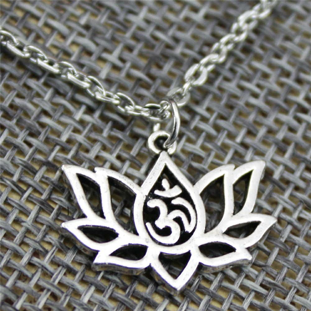 21x17mm Lotus Yoga OM Pendant Necklace - Neon North Clothing