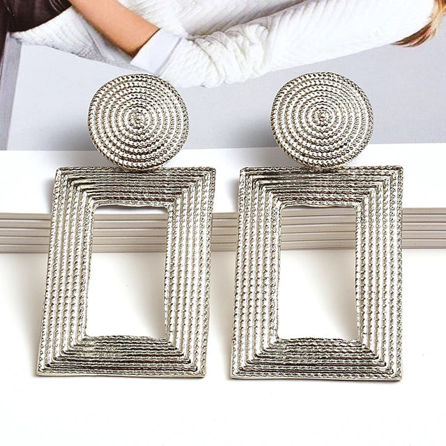Geometric Gold Color Metal Dangle Drop Earrings - Neon North Clothing