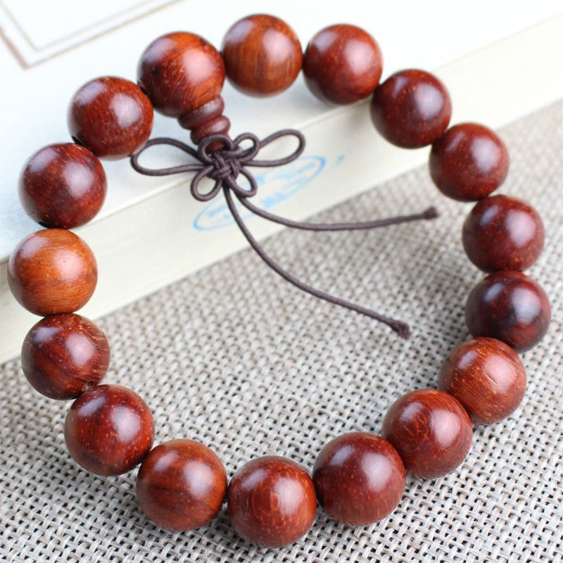 Red Pear Wood Bracelet with 108 Buddhist Bead Sandalwood Bracelet - Neon North Clothing