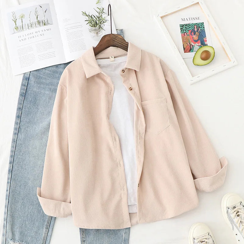 Women  Loose Boyfriend Style Shirt - Neon North Clothing