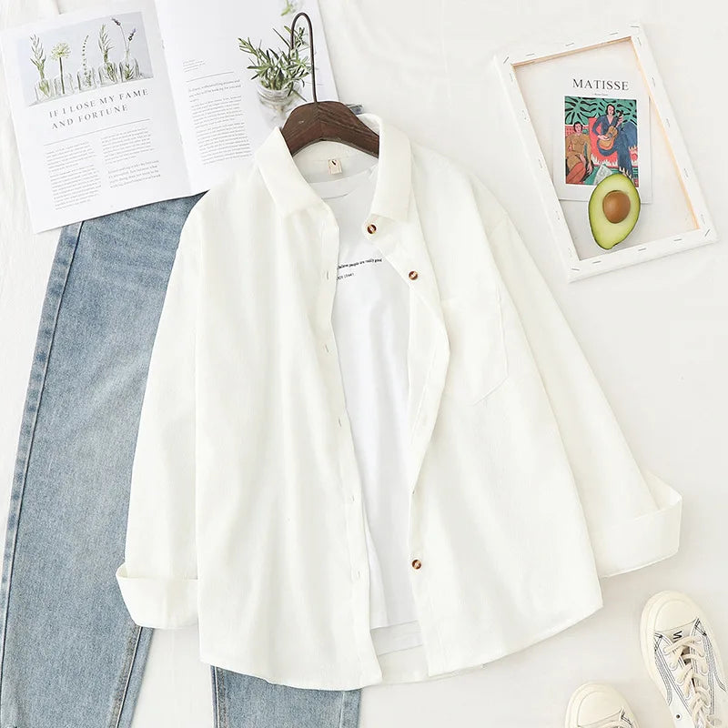 Women  Loose Boyfriend Style Shirt - Neon North Clothing