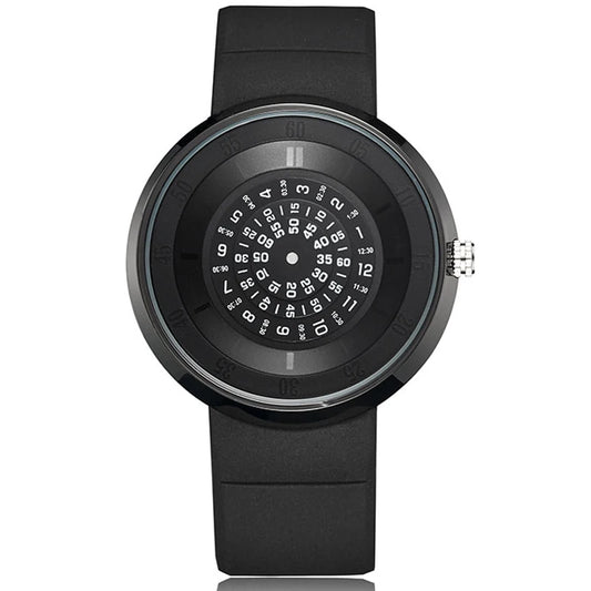 Unique Turntable Black Quartz Wristwatch Men - Neon North Clothing