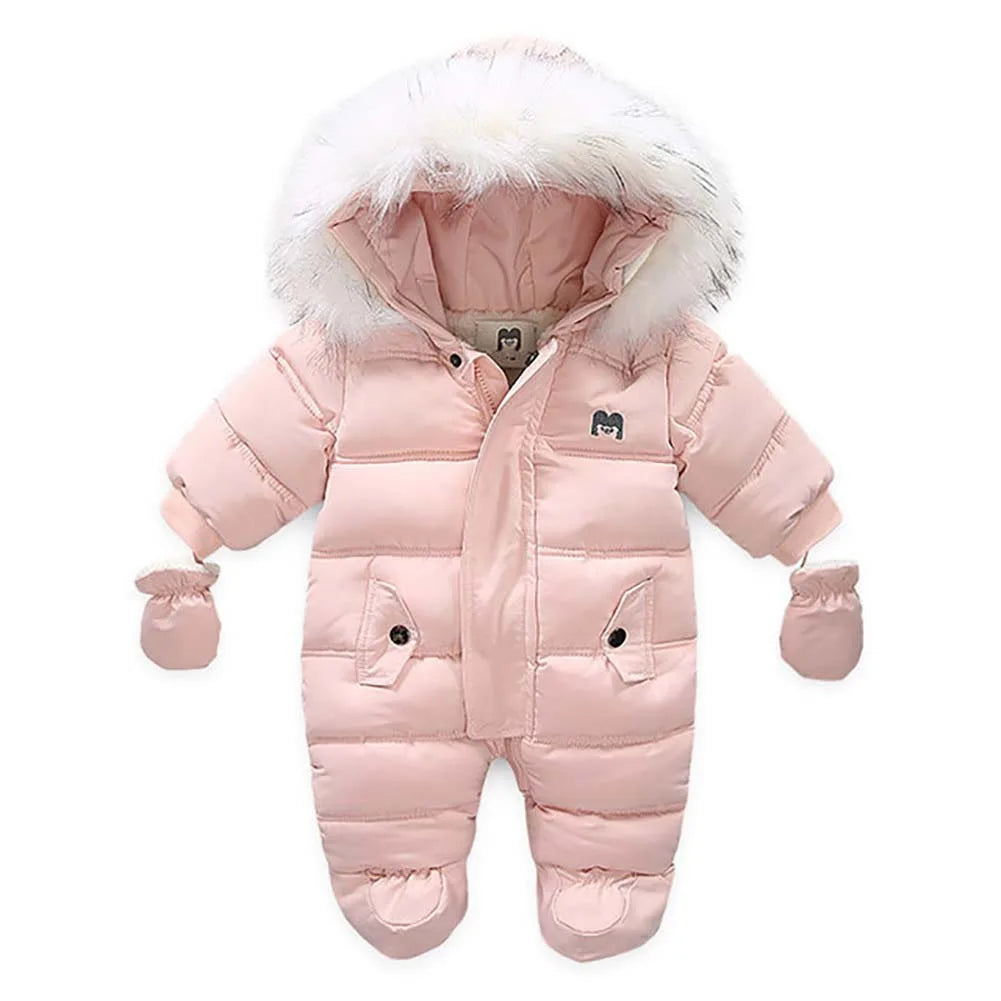 0 - 24 Months Boys and Girls Real Fur Down Jacket for Infants - Warm Coat Jumpsuit - Neon North Clothing