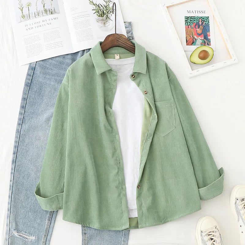 Women  Loose Boyfriend Style Shirt - Neon North Clothing
