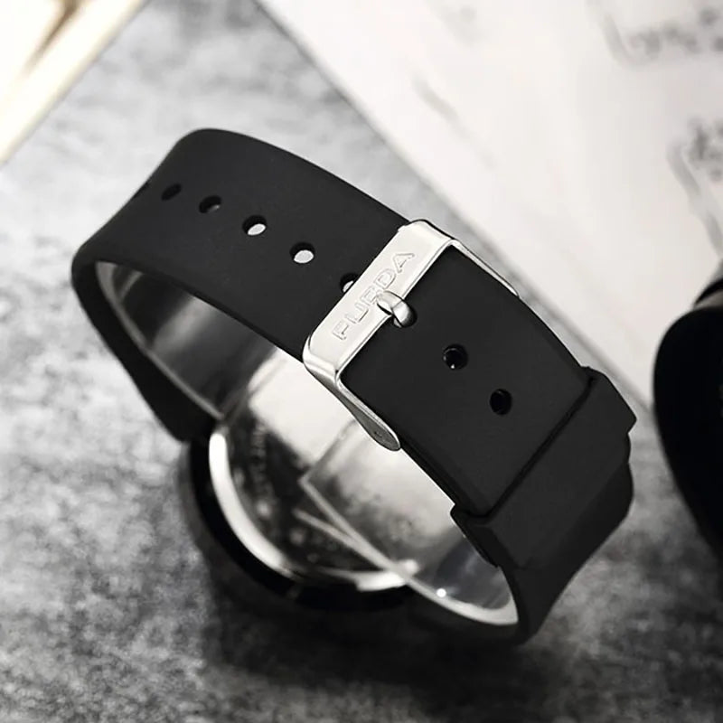 Unique Turntable Black Quartz Wristwatch Men - Neon North Clothing