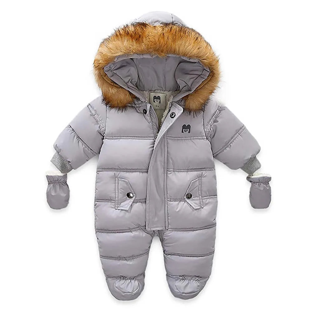 0 - 24 Months Boys and Girls Real Fur Down Jacket for Infants - Warm Coat Jumpsuit - Neon North Clothing