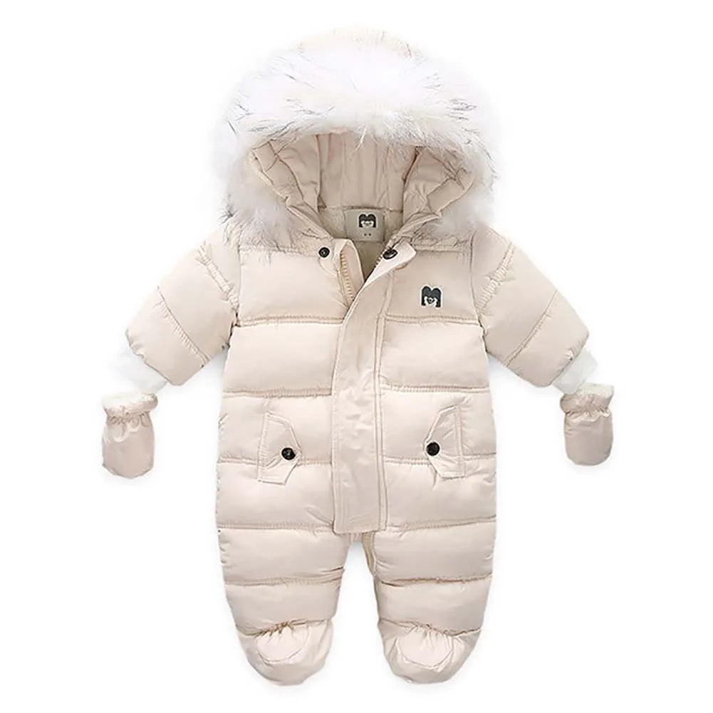 0 - 24 Months Boys and Girls Real Fur Down Jacket for Infants - Warm Coat Jumpsuit - Neon North Clothing