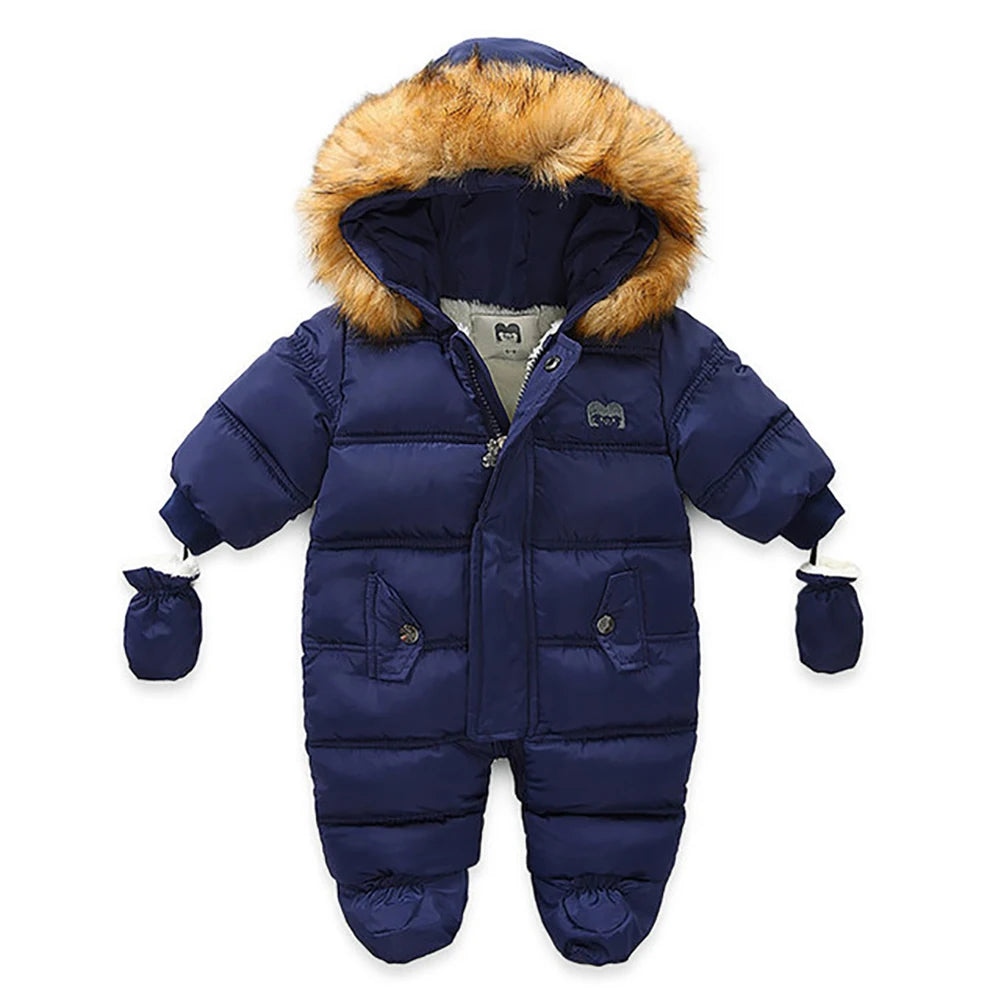 0 - 24 Months Boys and Girls Real Fur Down Jacket for Infants - Warm Coat Jumpsuit - Neon North Clothing