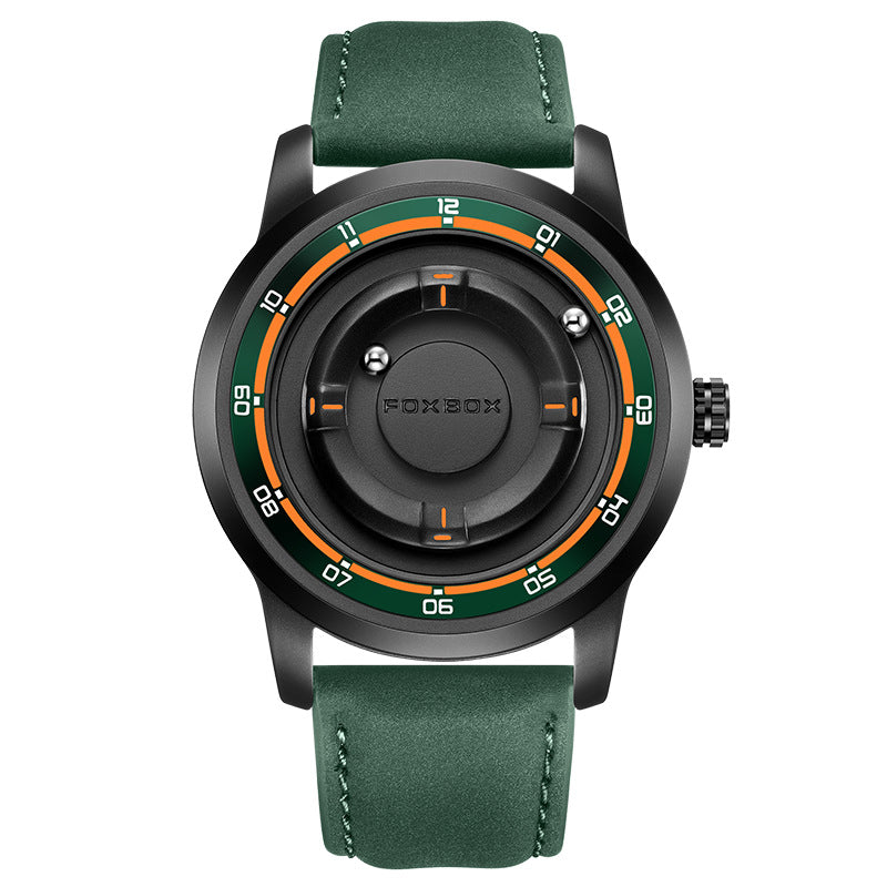 LIGE Roman Numeral Men's Multi-Function Quartz Watch with Leather Strap - Neon North Clothing