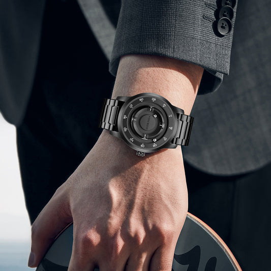 LIGE Roman Numeral Men's Multi-Function Quartz Watch with Leather Strap - Neon North Clothing