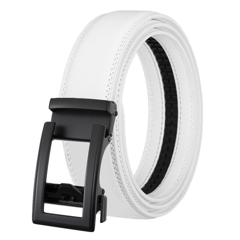 Men's Leather Automatic Belt with Hollow Multi-Color Two-Layer Cowhide Buckle - Neon North Clothing