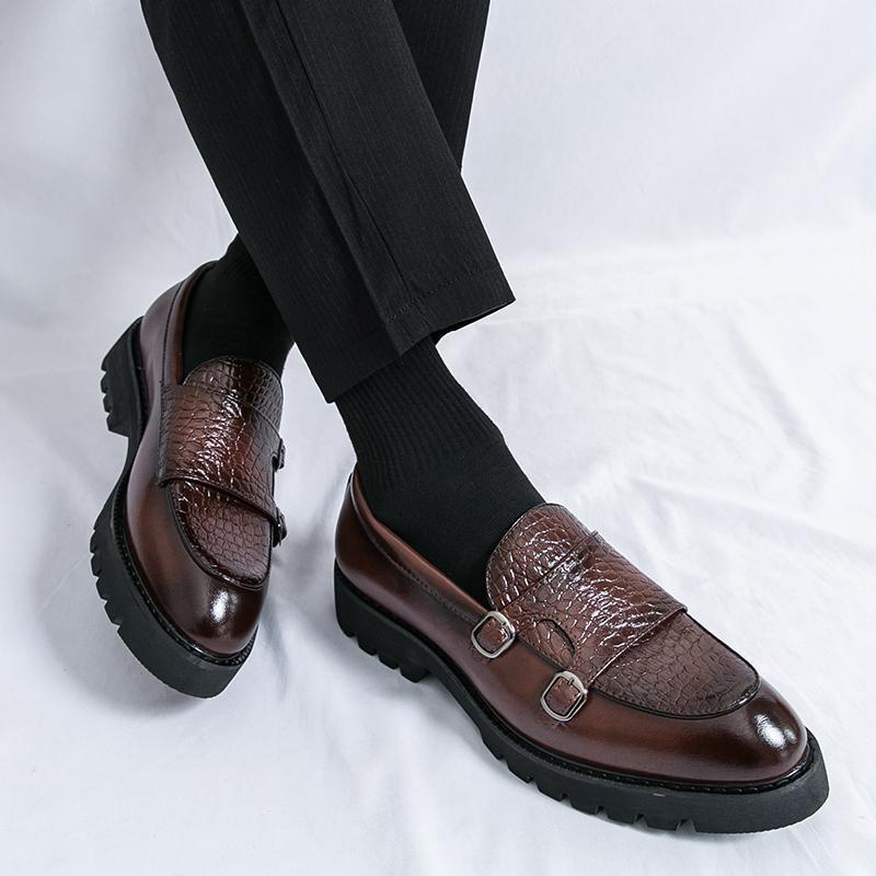 Slip-on Men's Leather Loafers with Platform Height
