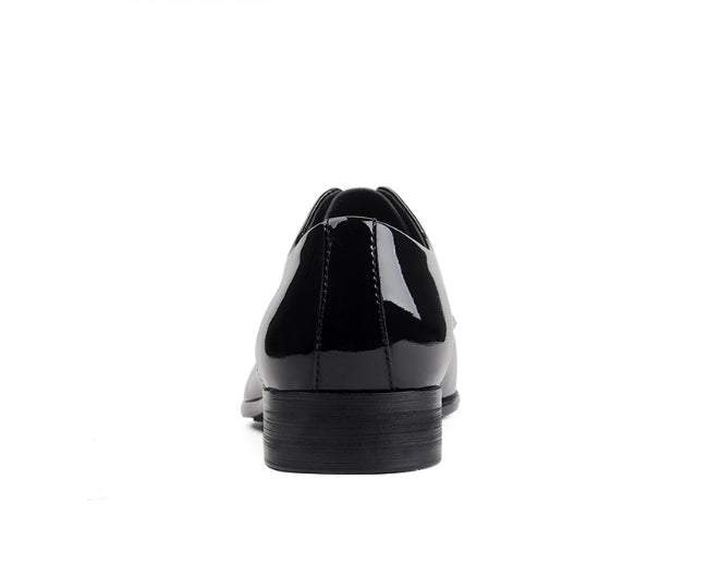 Leather Wedding Shoes - Glossy Lace-up Pointed-toe Design