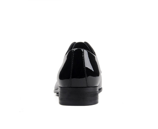 Leather Wedding Shoes - Glossy Lace-up Pointed-toe Design