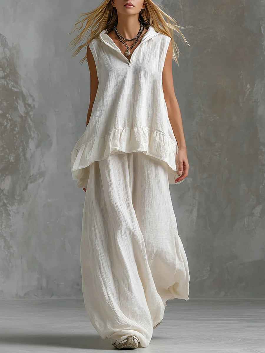 Casual Top and Wide-Leg Pants Set for Effortless Style and Comfort