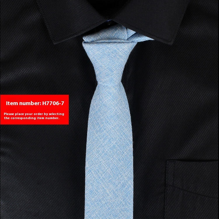 Solid Color Monochrome Narrow Cotton Tie Only - Neon North Clothing