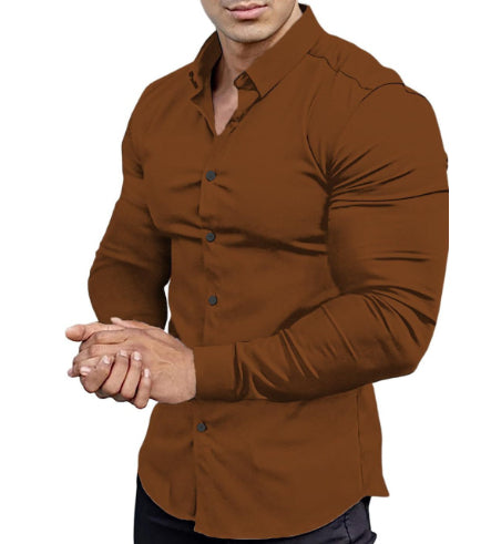 Artificial Silk Men's Casual Shirt - Solid Color Regular Fit Smart Casual Wear