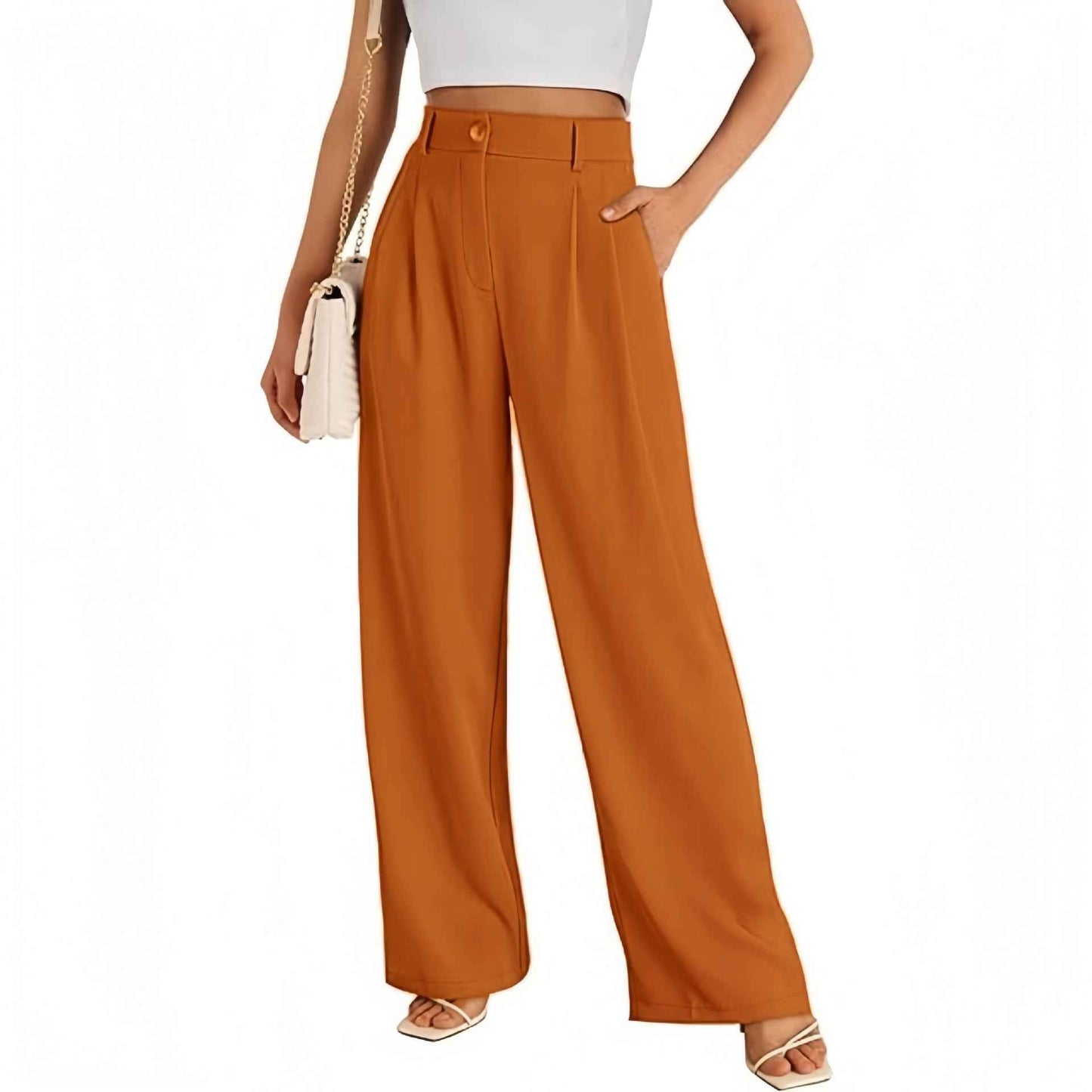 New European American Pocket Dress Pants Wide-leg Formal Trousers