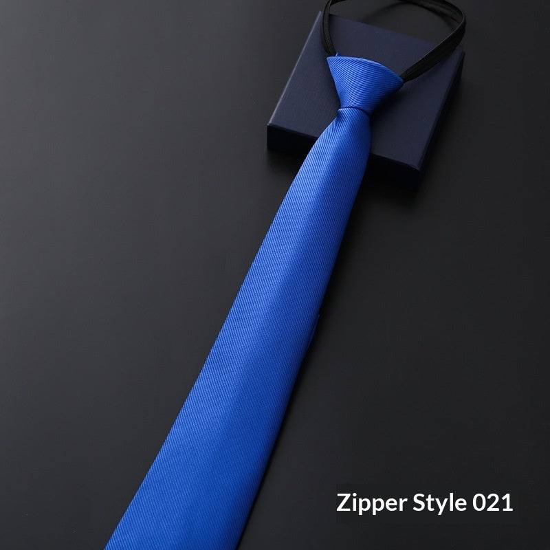 Mens Formal Zipper Tie with Blue Stripes for Business Attire - Neon North Clothing