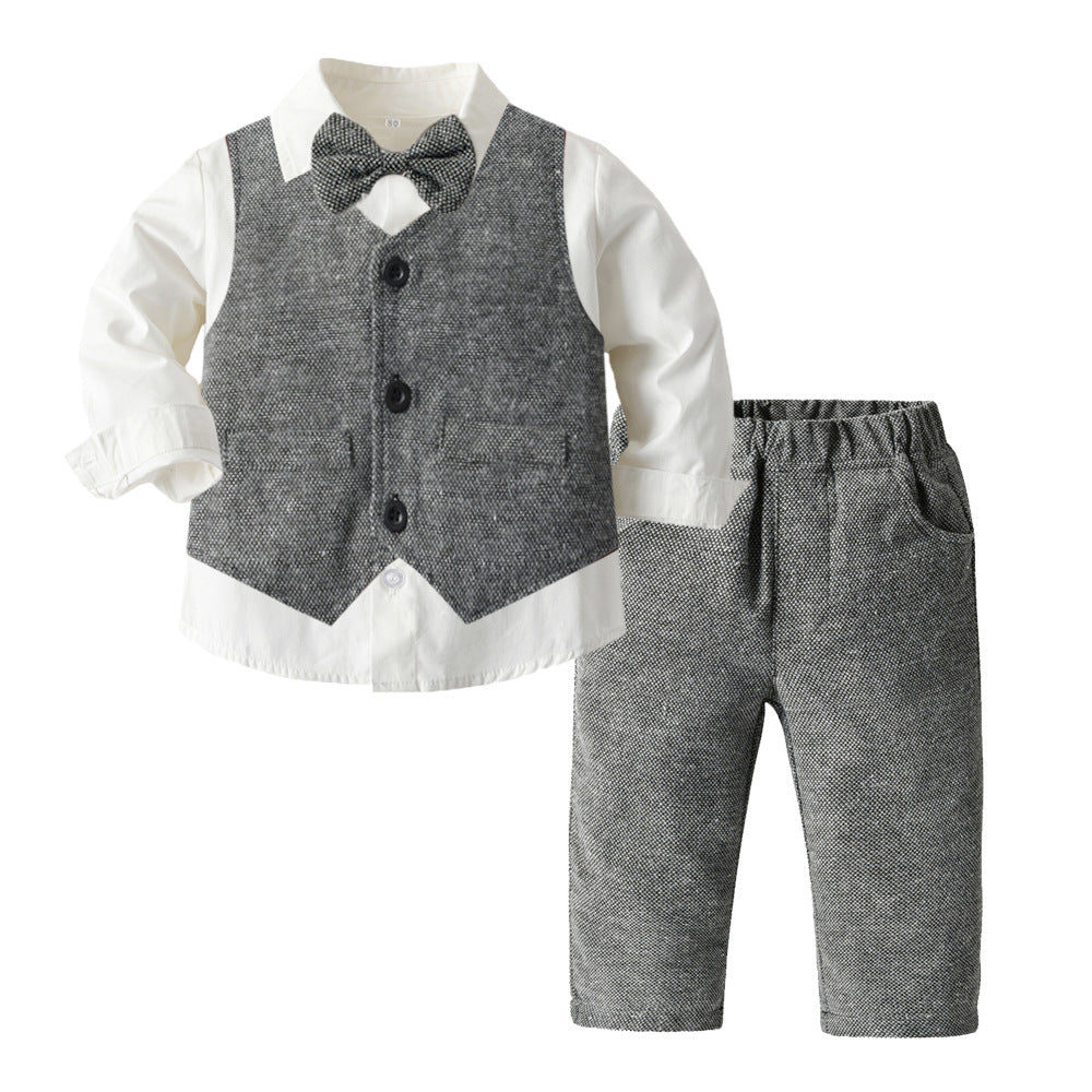 Boys Autumn Clothing Set - Three-Piece Cotton Suit for Children