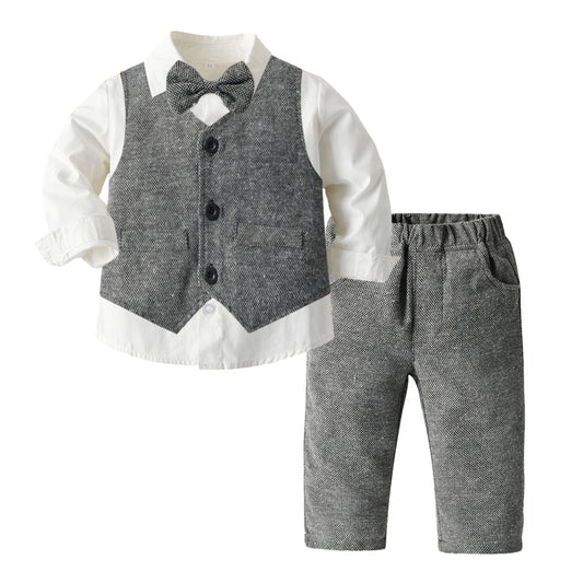 Boys Autumn Clothing Set - Three-Piece Cotton Suit for Children