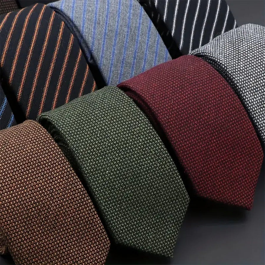 Thickened Sanded Fabric Men's Striped Cotton Tie - Solid Color Business Accessory - Neon North Clothing
