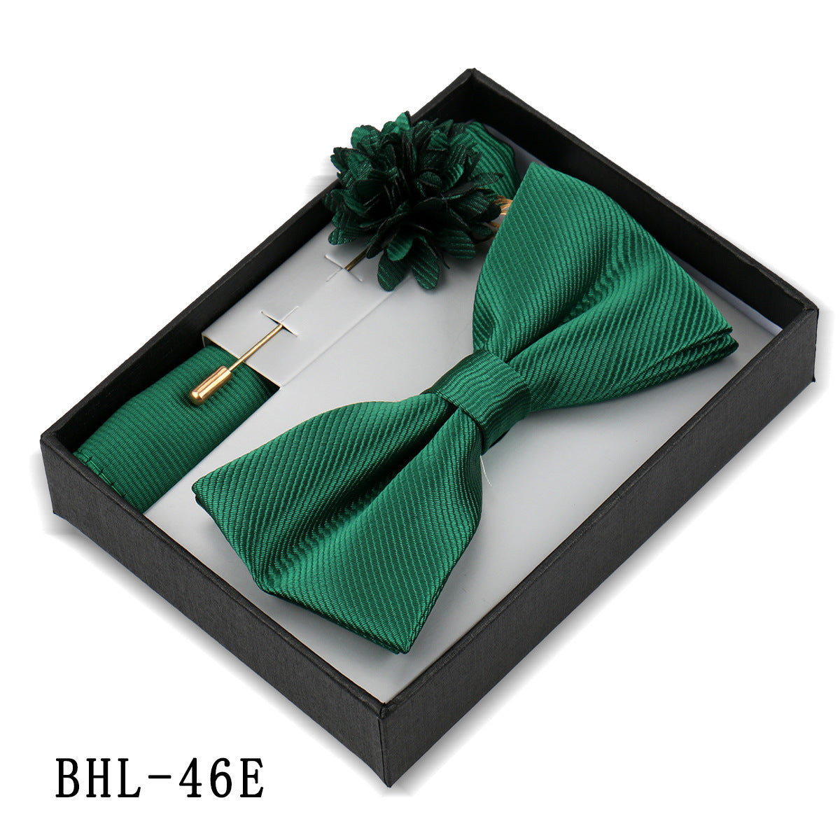 Men's Bow Tie Pocket Square Set with Brooch - Solid Color Elegance - Neon North Clothing