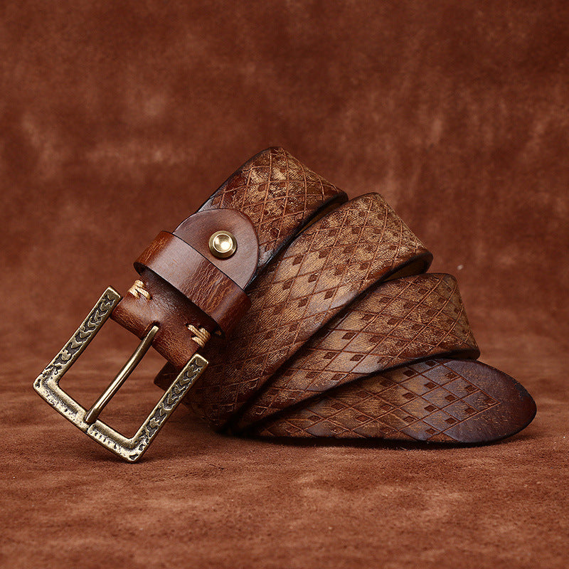 Original Diamond Carved Denim Belt for Men - Neon North Clothing