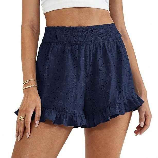 High-waisted Cutout Lace Shorts Womens Casual Beach Shorts