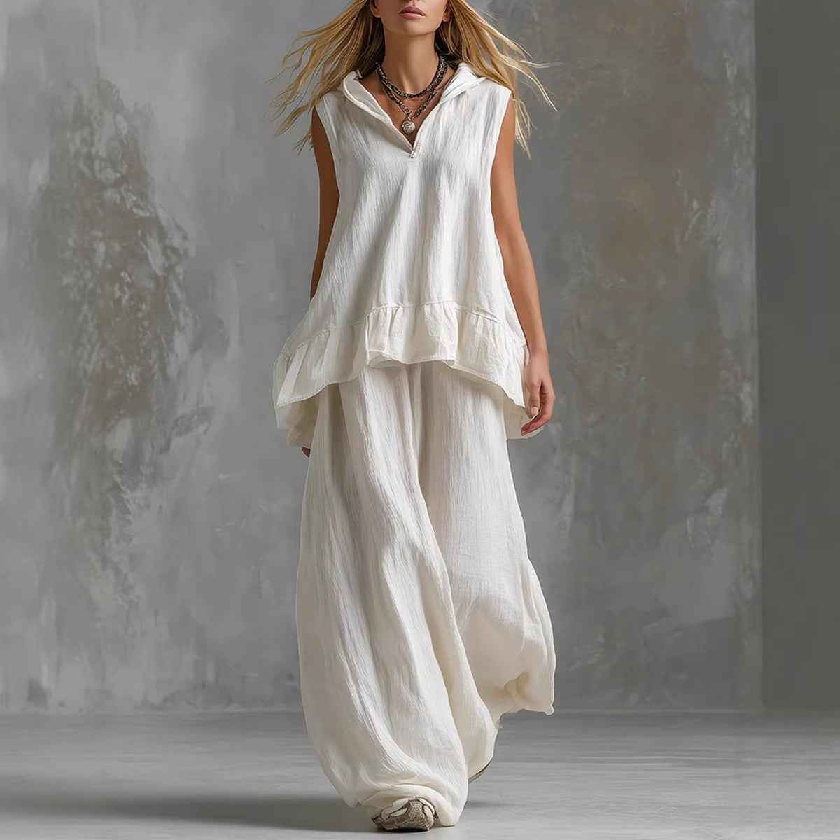 Casual Top and Wide-Leg Pants Set for Effortless Style and Comfort