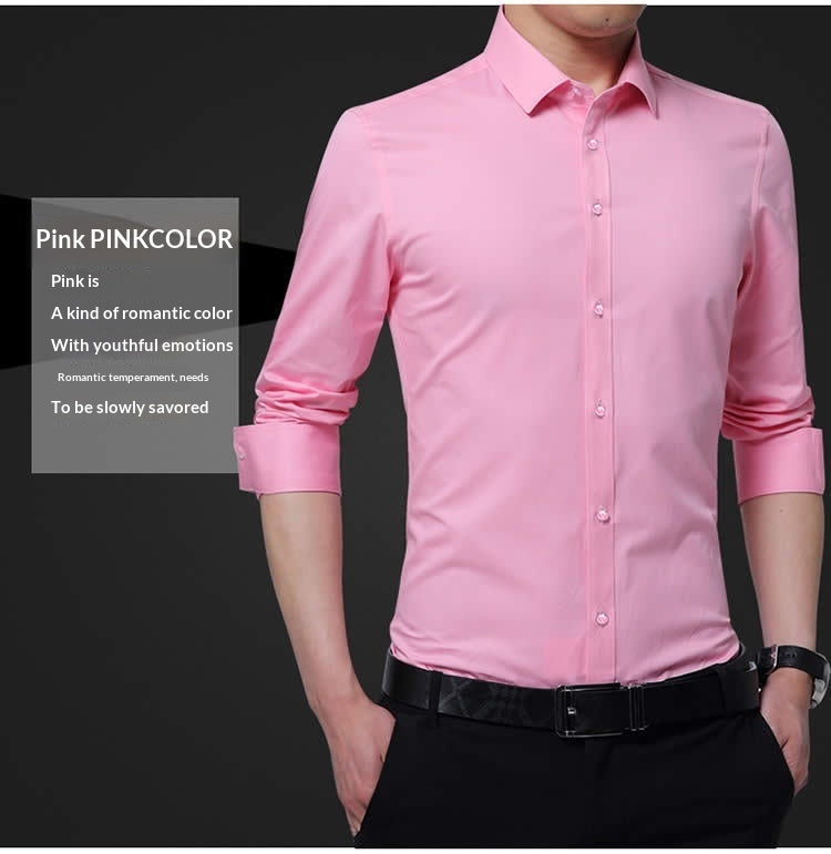 Men's Slim Fit Long-Sleeve Shirt in Solid Color