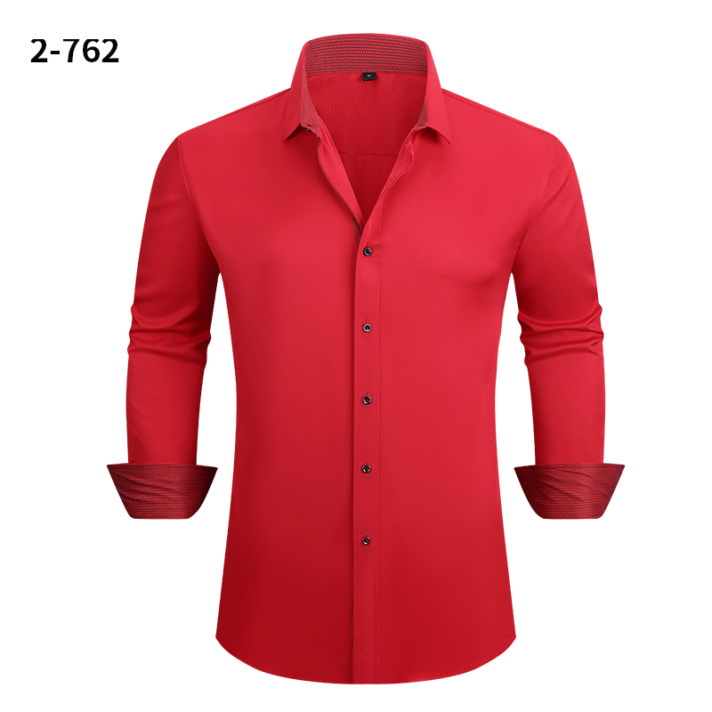 Men's Stretch Business Casual Shirt - Long-sleeved Slim Fit with Four-way Stretch