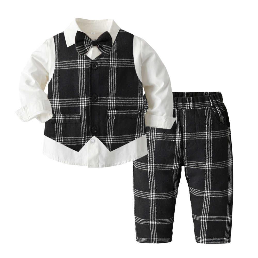 Boys Autumn Clothing Set - Three-Piece Cotton Suit for Children