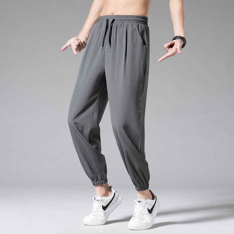 Nine Point Drawstring Sweatpants with Wide Leg Design