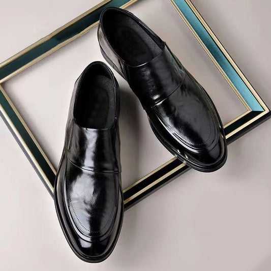Leather Wedding Slip-On Shoes for Bridegroom | Soft Bottom Pointed Suit Shoes