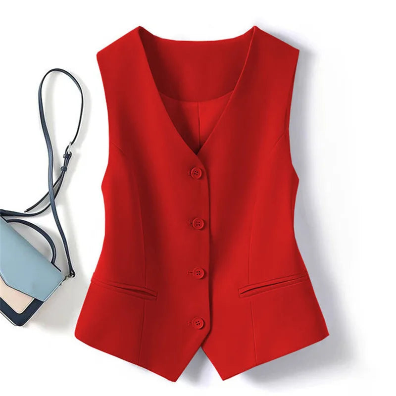 V-Neck Waistcoat Vest Sleeveless Jacket Blouse - Neon North Clothing