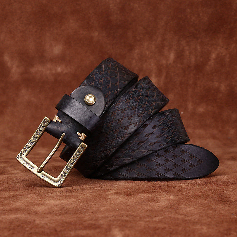 Original Diamond Carved Denim Belt for Men - Neon North Clothing