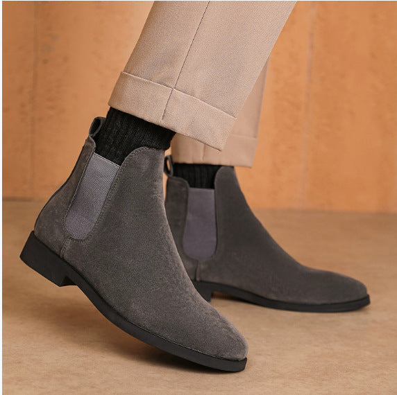 British Casual Men's Suede Shoes - Stretch Lace-up Design for Comfort