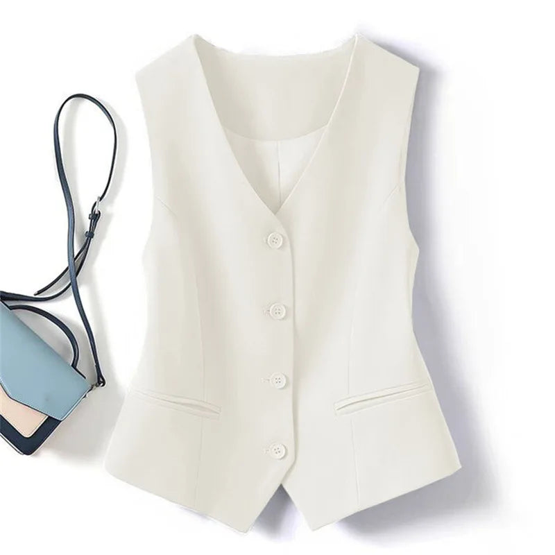 V-Neck Waistcoat Vest Sleeveless Jacket Blouse - Neon North Clothing