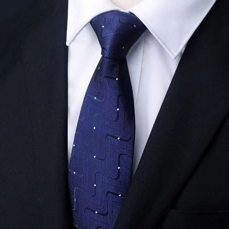 Mens Formal Zipper Tie with Blue Stripes for Business Attire - Neon North Clothing