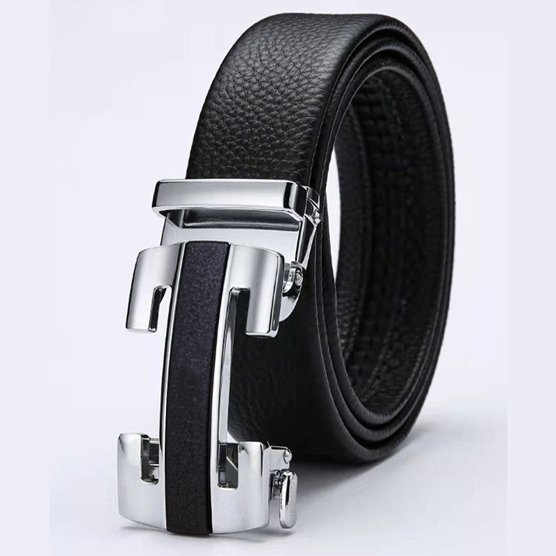 Mens Leather Belt Automatic Buckle - Genuine Leather for Comfort and Style - Neon North Clothing