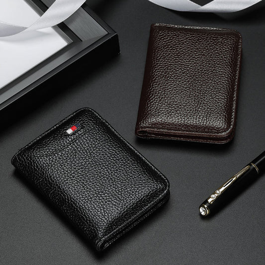 Men's Leather Card Holder - Business Leather Case with Bank Card Slots