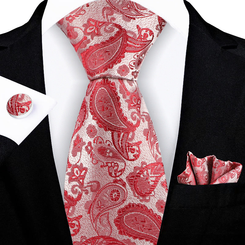 Jacquard Embroidered Tie with Cashew Pattern Design - Neon North Clothing