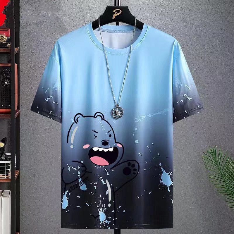 Gradient Casual T-Shirt with Half-Length Sleeves for Versatile Everyday Wear - Neon North Clothing